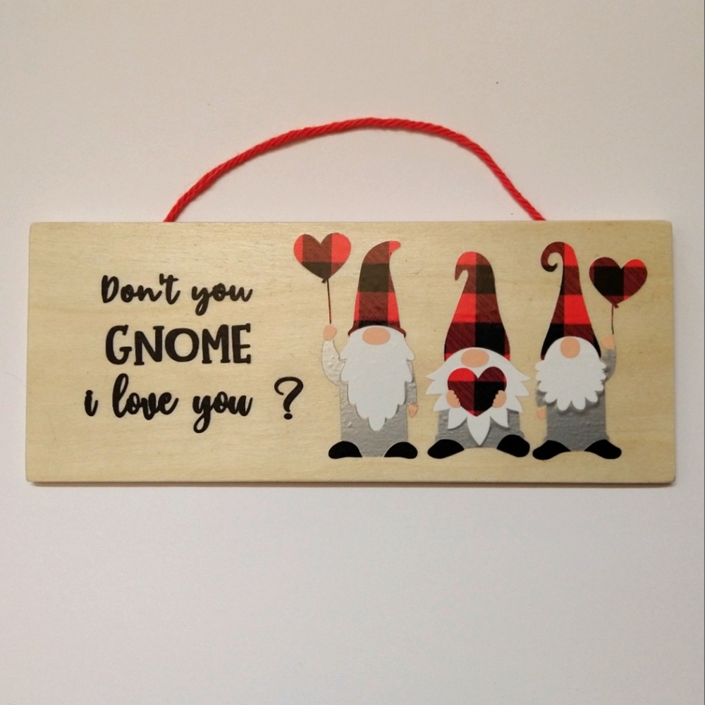 Valentine Gift 2/34" x 7" x 1/8th" Solid Wood & Vinyl Sign